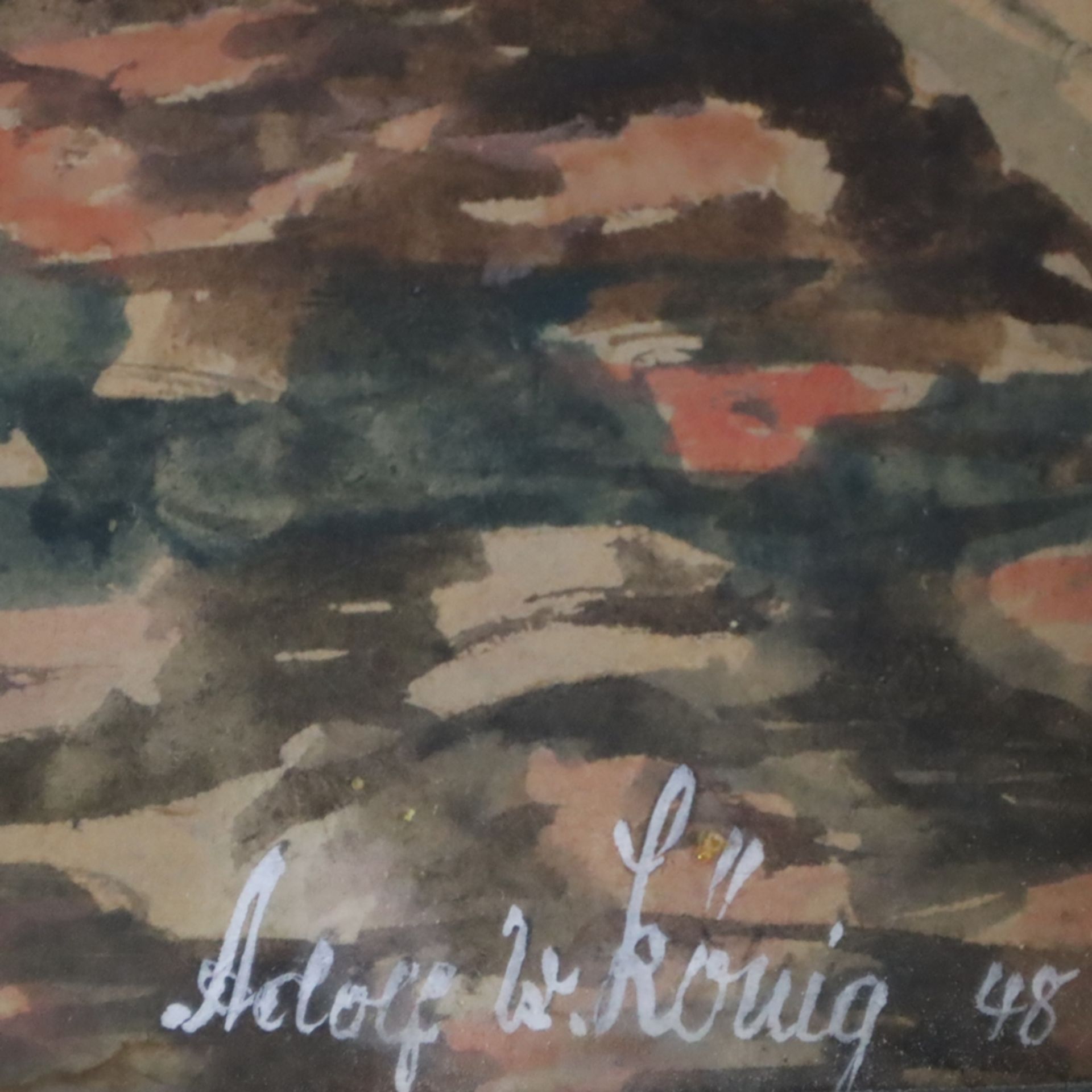 König, Adolf v. (20.Jh.) - Weite Feldlandschaft, 1948, Aquarell auf Papier, unten rechts signiert u - Image 7 of 8