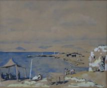 Mohr, Alexander (1892 Frankenberg - 1974 Athen) - „Strandszene“, Aquarellfarben mit Deckweiß über B