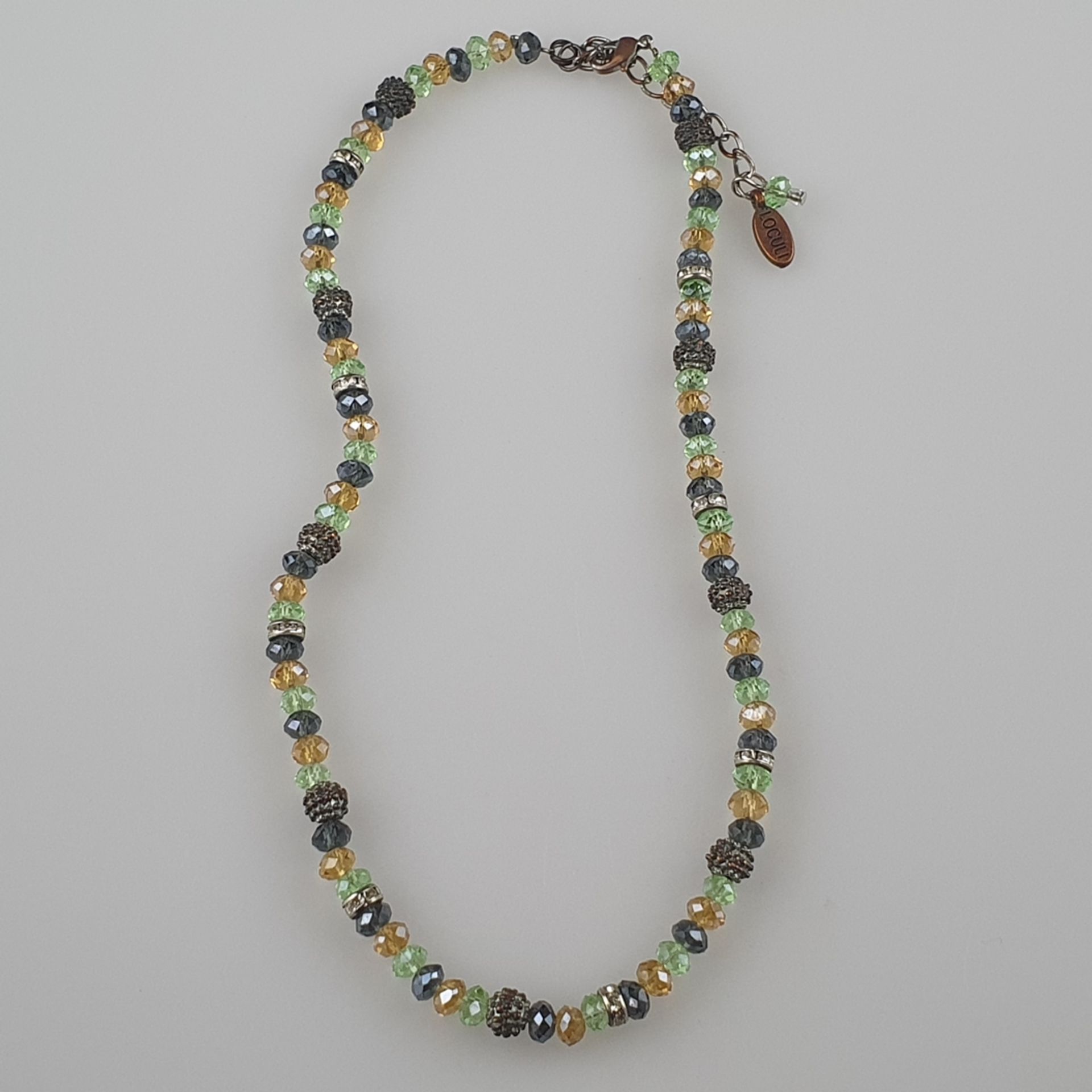 Halskette - LOCULI, facettierte Turmaline in Gelb, Grün und Violetttönen, mit Silbereinschüben, L.c - Bild 3 aus 5