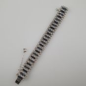Vintage-Armband im Art-Déco-Stil - USA, silberfarbenes Metall, breites Band aus beweglichen Glieder