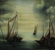 Menz, Fritz - Holländische Fischer auf See, Öl auf Hartfaser, unten links vom Künstler signiert und