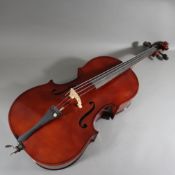 Cello - Kindergröße, innen mit Aufkleber "Made in Czechoslovakia", Holzkorpus mit zwei f-Löchern, S