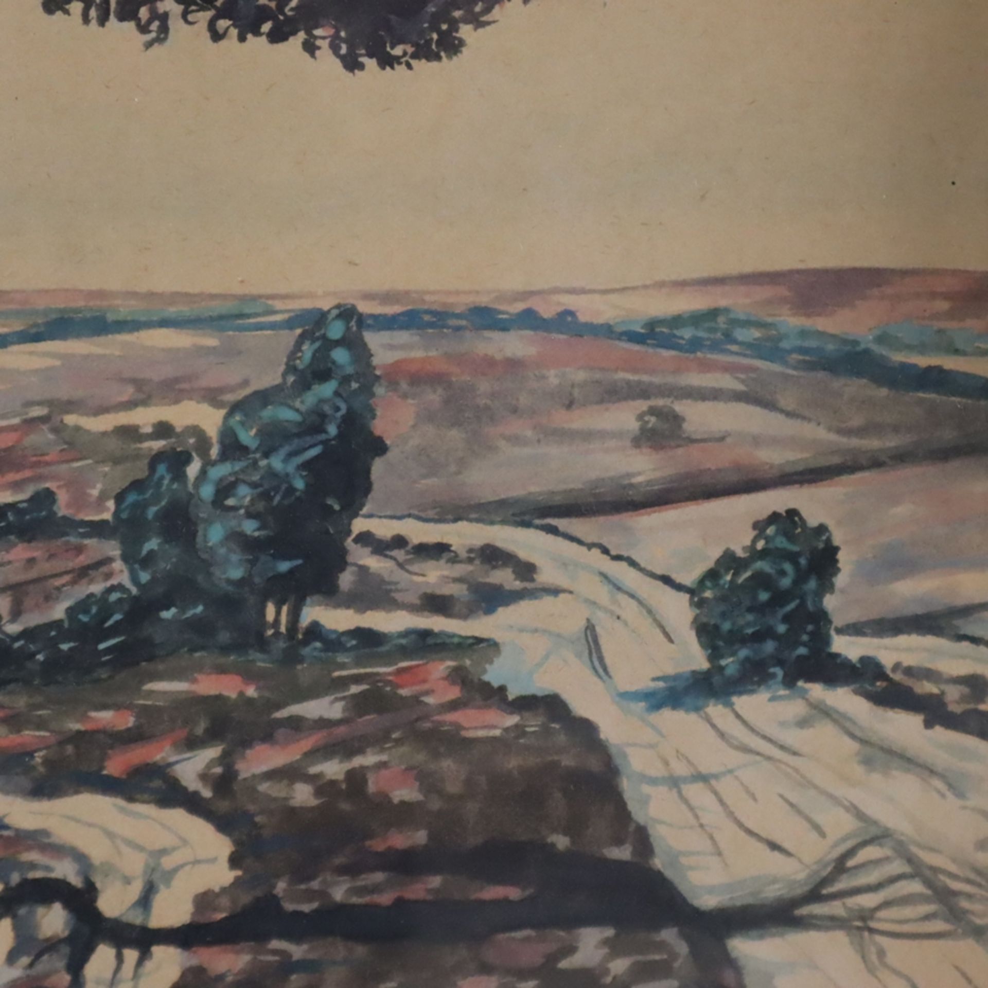 König, Adolf v. (20.Jh.) - Weite Feldlandschaft, 1948, Aquarell auf Papier, unten rechts signiert u - Image 5 of 8