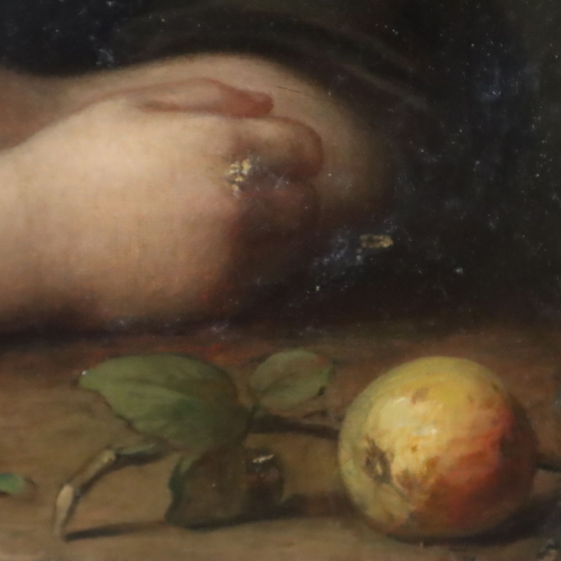 Cornicelius, Georg (1825 Hanau-1898 ebd., zugeschrieben) - „Knabenportrait mit Äpfelchen“, Öl auf L - Image 7 of 9