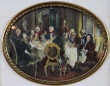 Elfenbeinminiatur "König Friedrichs II. Tafelrunde in Sanssouci" - feine Malerei auf Elfenbein, nac