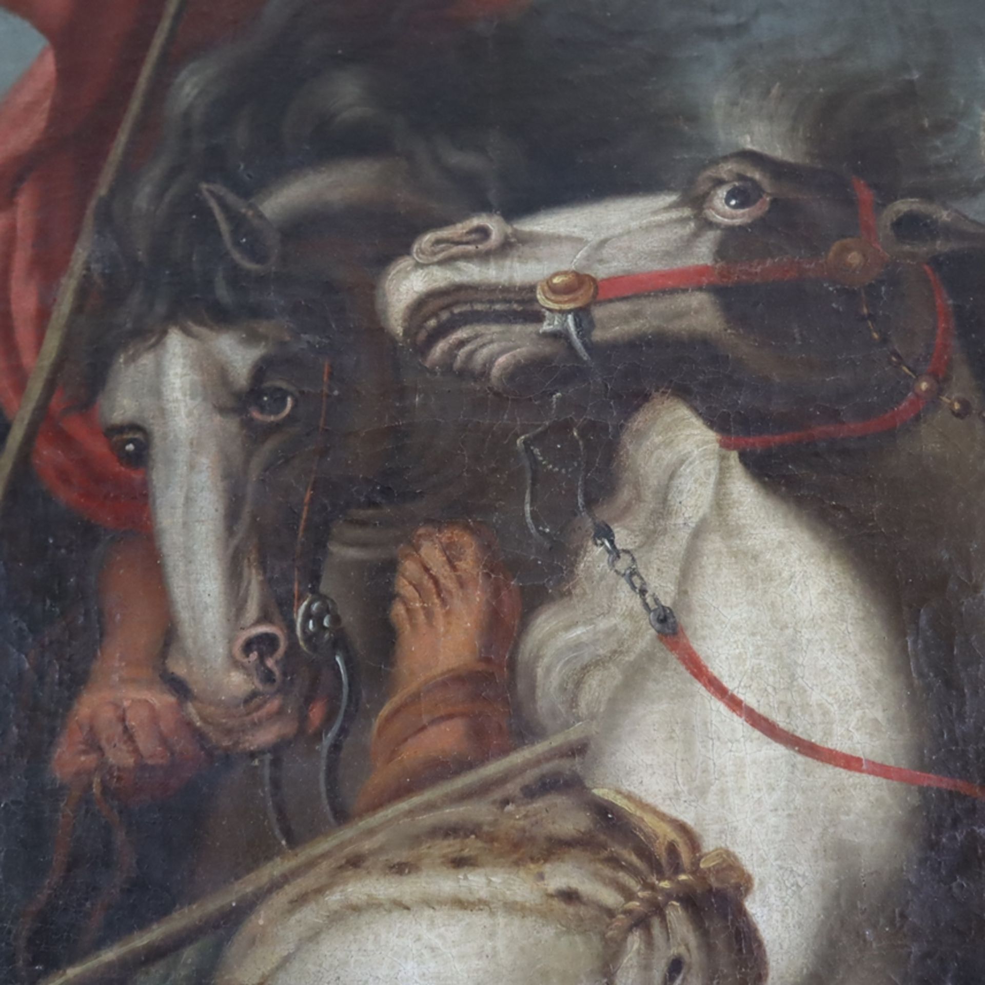 Jagdmaler/Kopist -18./19.Jh.- "Die Löwenjagd", Öl auf Leinwand, Kopie des großformatigen barocken J - Image 15 of 19