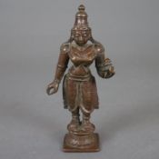 Figur der stehenden Lakshmi - Indien, Kupferbronze, die Göttin des Glücks, Wohlstands und der Schön