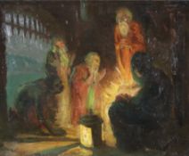 Lefèbre, Wilhelm (1873 Frankfurt - 1974 Meran) - „Anbetung der Heiligen Drei Könige“, Öl auf Leinwa