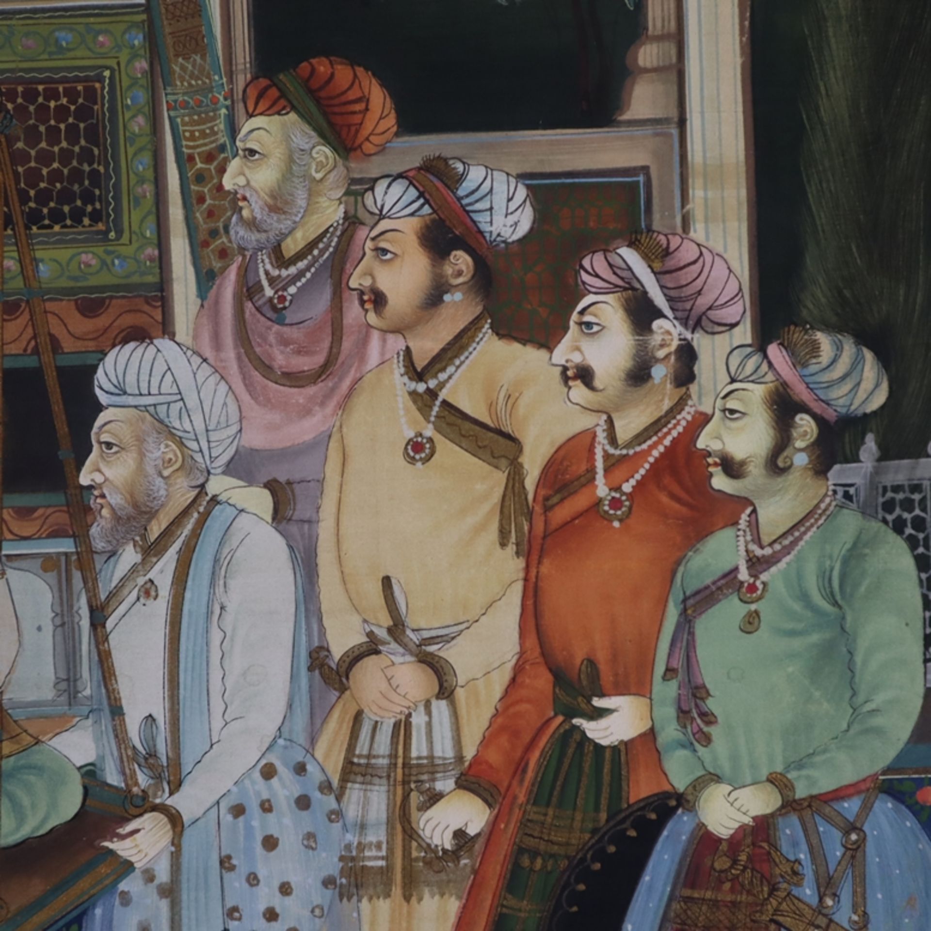 Indischer Künstler im Stil der Mogulenzeit - Die Aufwiegezeremonie von Prinz Khurram am Hofe des Mo - Image 6 of 13