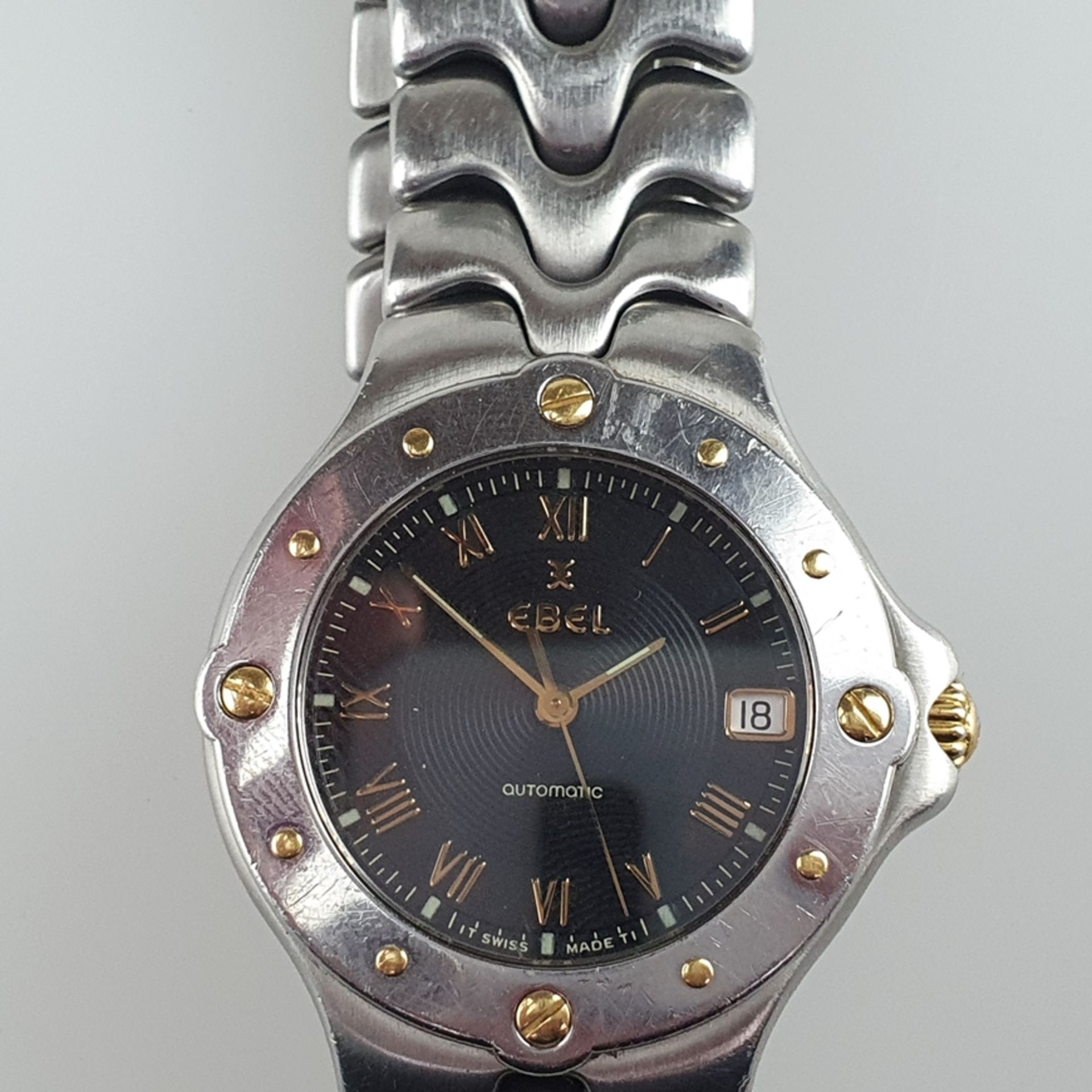 EBEL-Herrenarmbanduhr - Automatic SPORTWAVE, Gelbgold mit Stahl (750), römischer Stundenindex, zent - Image 4 of 10