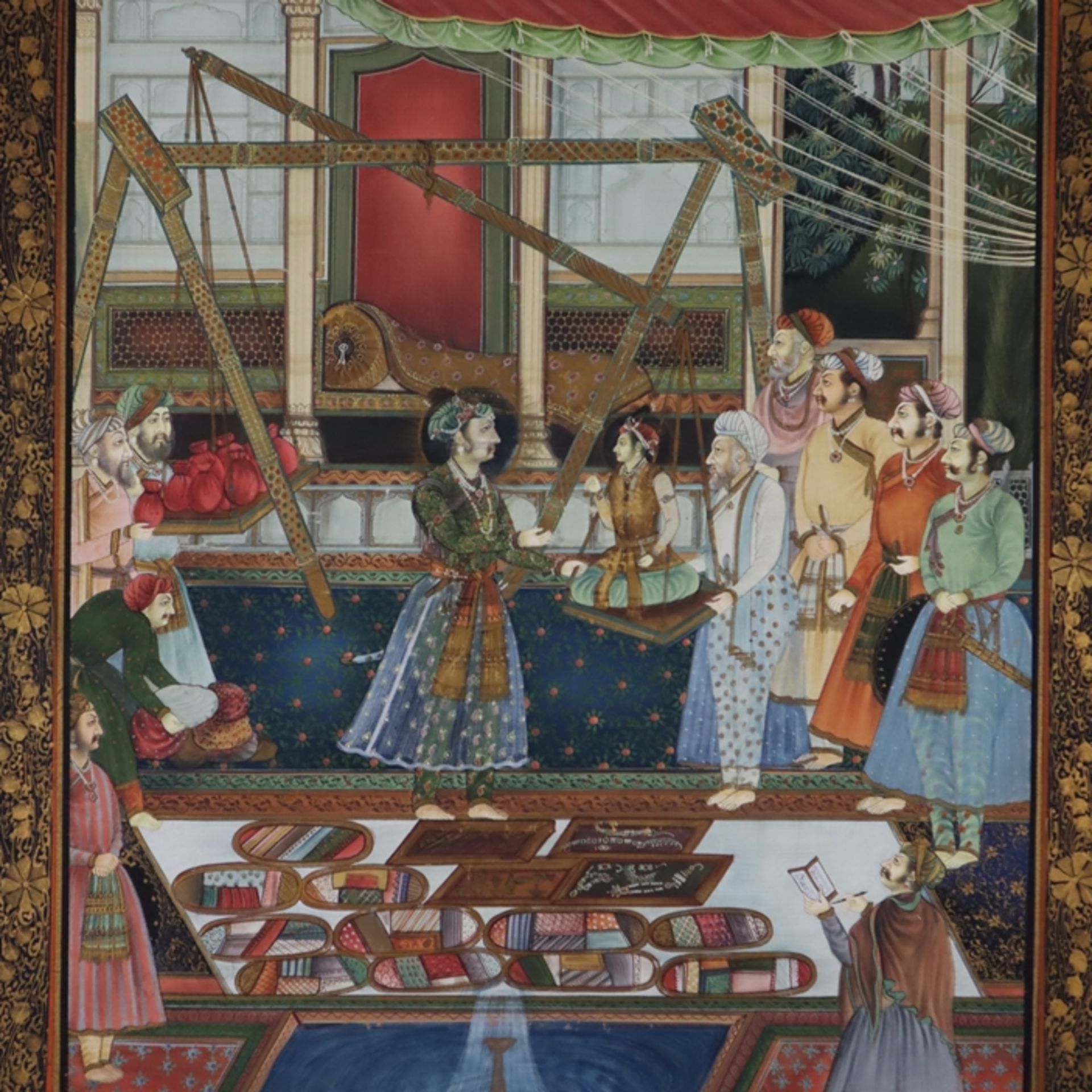 Indischer Künstler im Stil der Mogulenzeit - Die Aufwiegezeremonie von Prinz Khurram am Hofe des Mo - Image 2 of 13
