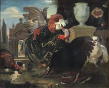 Unbekannte/r Künstler/in -um 1900- Kampf zwischen Hahn und Truthahn, nach dem gleichnamigen Gemälde