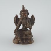 Miniaturfigur des Avalokiteshvara (Khasarpani Lokeshvara) - Tibet 19.Jh., Bronze, auf schauseitigem