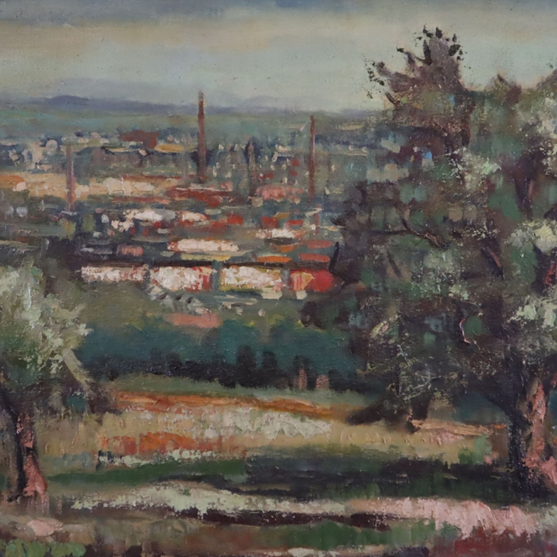 Kammermeier, Adolf (1919 Holzkirchen - 1965 Frankfurt) - Sommerlandschaft mit Blick auf ein Industr - Image 2 of 11