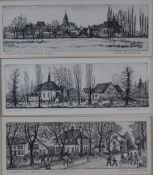 Hackspiel, Editha (*1925 Düsseldorf) - Drei Ansichten von Meerbusch, Radierungen, jeweils handsigni