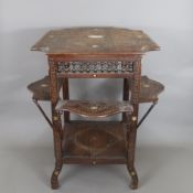 Ausgefallener Tisch - Orient, Holz mit Perlmutteinlagen, quadratische Tischplatte mit eingezogenen 