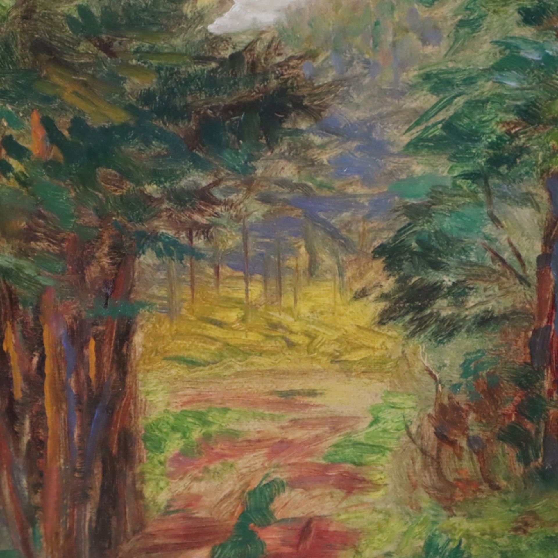 Cassar, I. (20.Jh.) - Waldweg, Öl auf Pressplatte, unten rechts signiert, ca.24,3x17,7cm, gerahmt, - Image 4 of 7