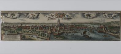Merian, Caspar (1627 Frankfurt - 1686 Vinwarden, nach) - "Frankfurt am Meyn", kolorierter Stahlstic