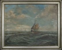 Hellriegel, K. (Marinemaler, um 1900) - Seestück, Öl auf Leinwand, unten links signiert "K.Hellrieg
