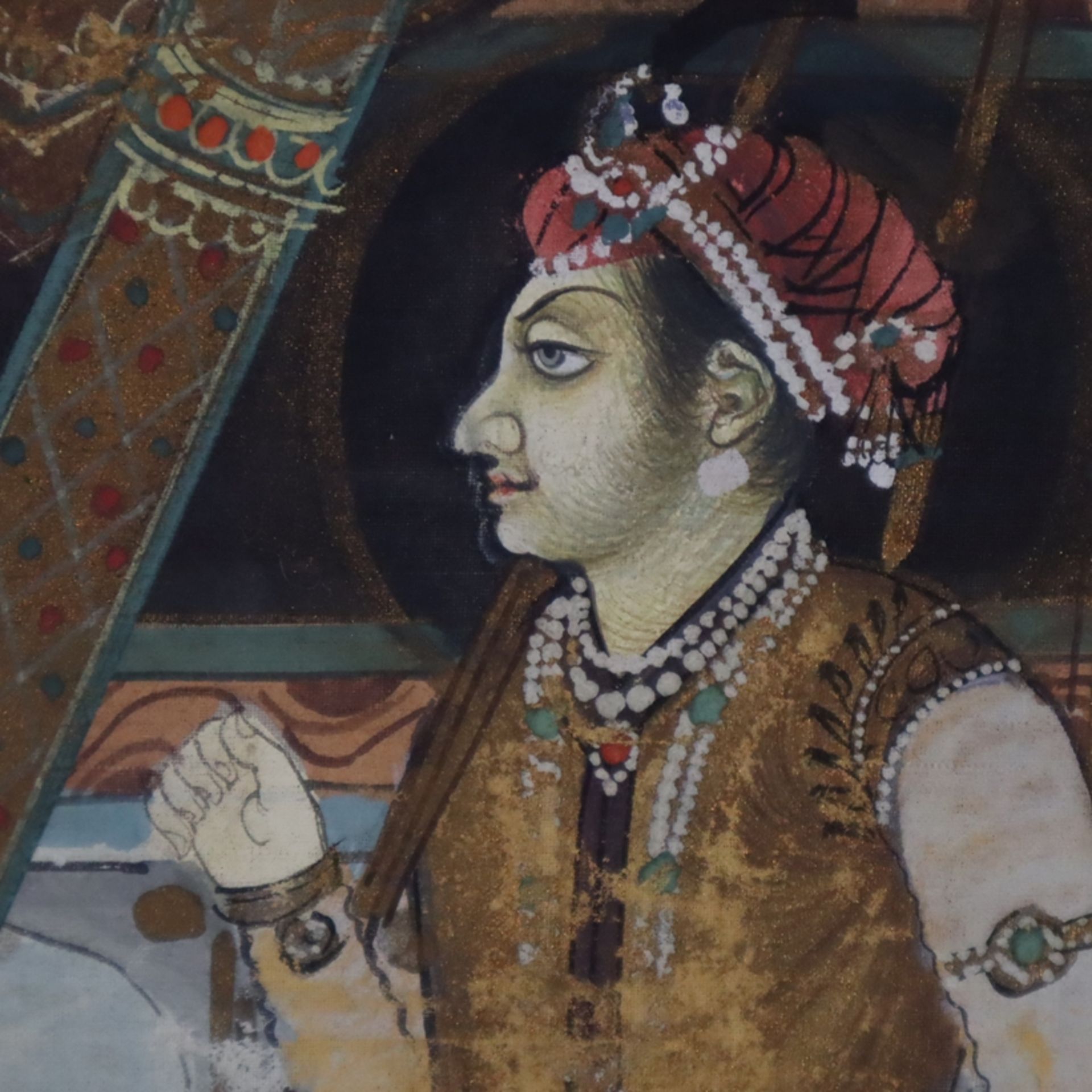 Indischer Künstler im Stil der Mogulenzeit - Die Aufwiegezeremonie von Prinz Khurram am Hofe des Mo - Image 10 of 13