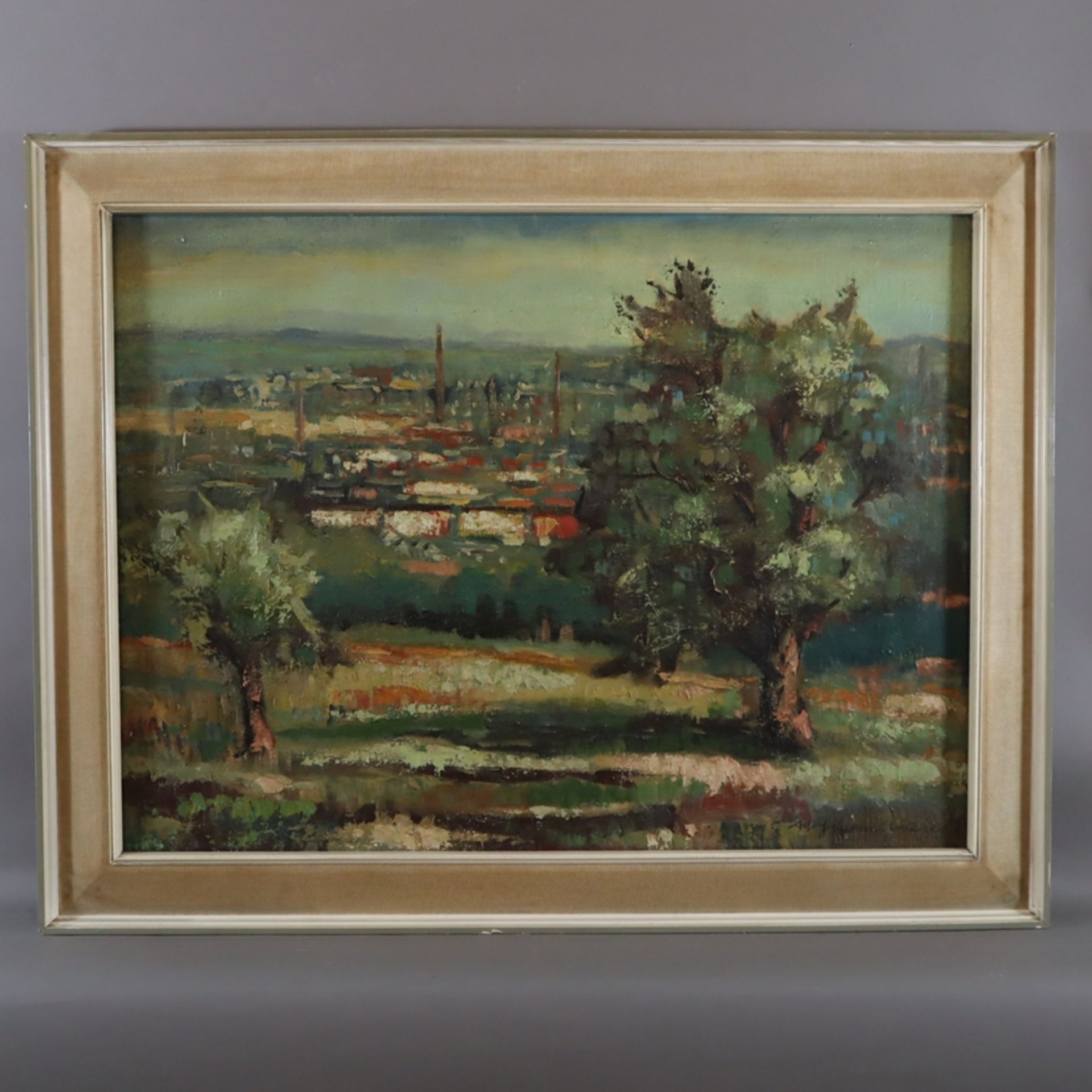 Kammermeier, Adolf (1919 Holzkirchen - 1965 Frankfurt) - Sommerlandschaft mit Blick auf ein Industr - Image 11 of 11