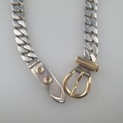 Hermès-"Cuban Buckle"-Collier - Silber 800/000, teils vergoldet, Flachpanzerkette ca.44 x 0,9cm, in