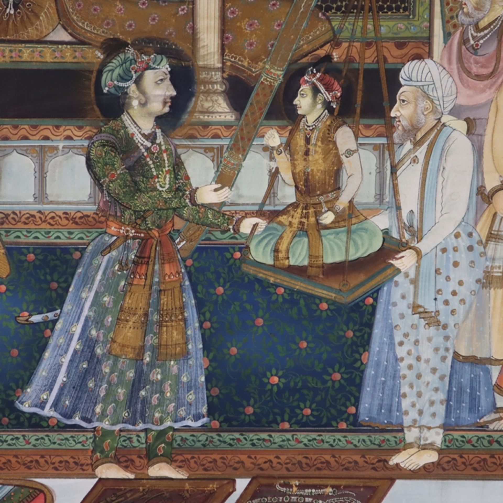 Indischer Künstler im Stil der Mogulenzeit - Die Aufwiegezeremonie von Prinz Khurram am Hofe des Mo - Image 4 of 13