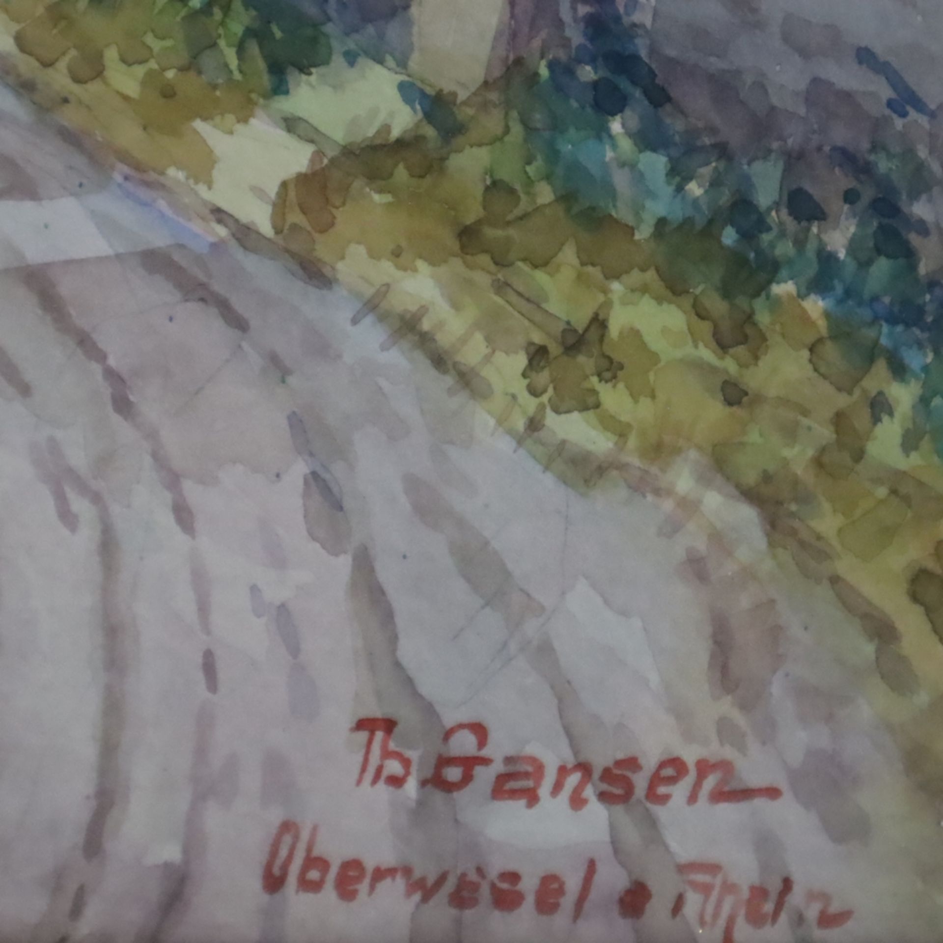 Gansen, Theo (1887 Lebach - 1956 Bonn) - Blick auf den Ochsenturm in Oberwesel am Rhein, Aquarell a - Image 7 of 7