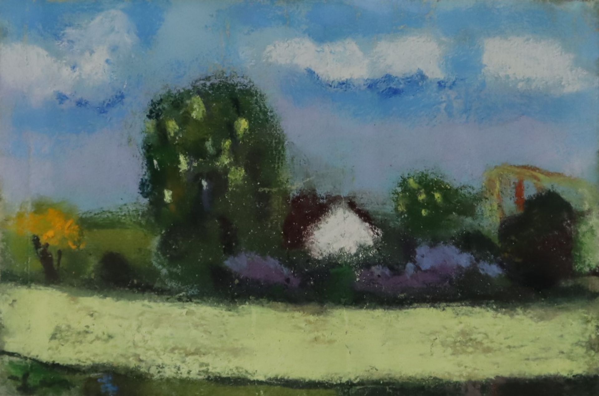 Fußmann, Klaus (*1938 Velbert) - "Frühling bei Nieby", 2014, Pastellzeichnung auf Papier, rückseiti