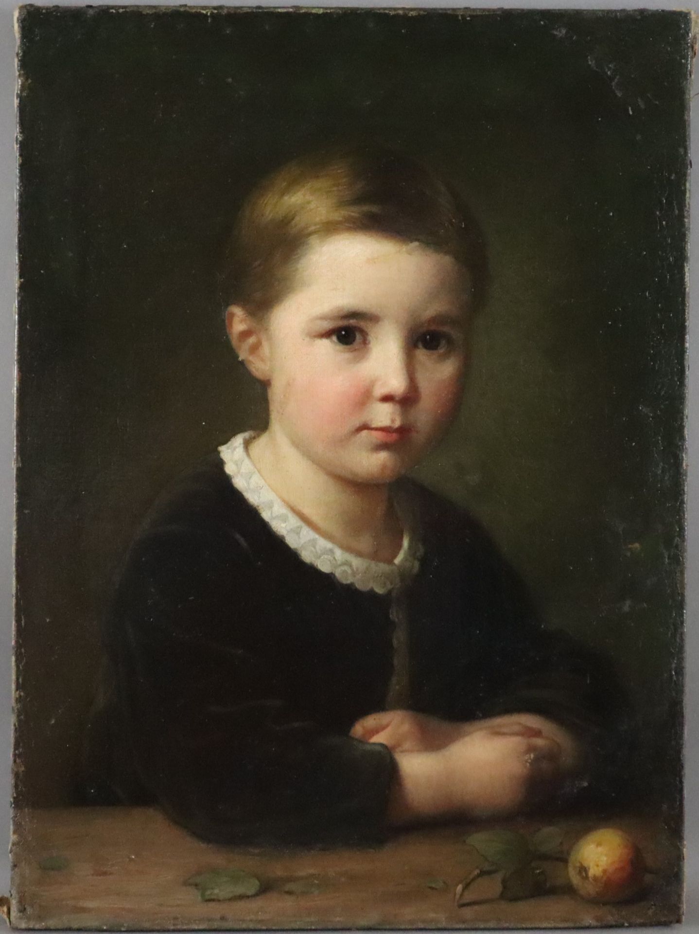 Cornicelius, Georg (1825 Hanau-1898 ebd., zugeschrieben) - „Knabenportrait mit Äpfelchen“, Öl auf L