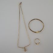 Gold-Schmuckset - Gelbgold 585/000, gestempelt, 3-tlg, bestehend aus filigranem Collier (L.ca.39,5c