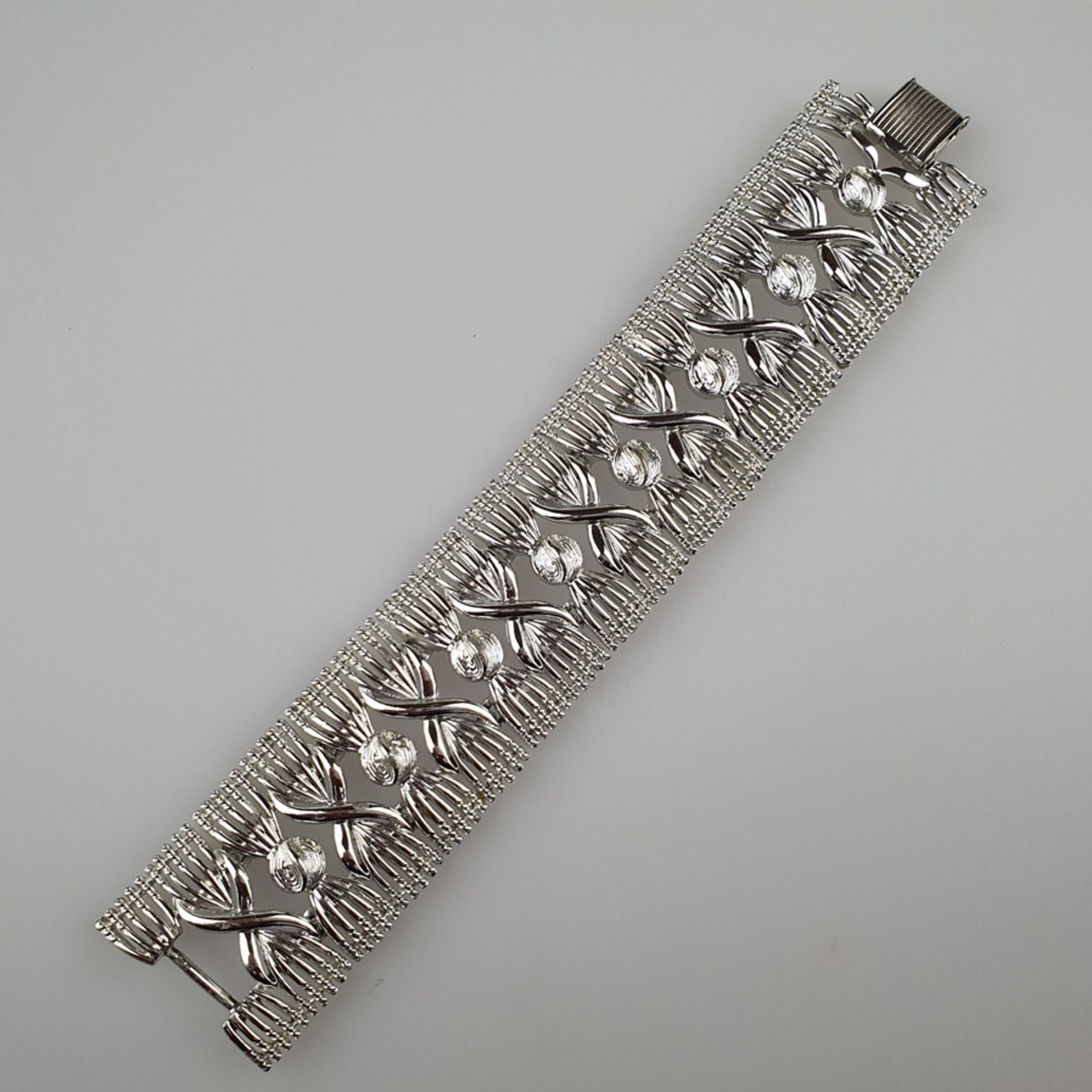 Ausgefallenes Vintage-Armband - CORO / USA, nach 1955, silberfarbenes Metall, bewegliche schleifena