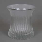 Vintage-Vase - dickwandiges Klarglas, teils mattiert, gerillte Wandung, Boden mit Ätzmarke (undeutl