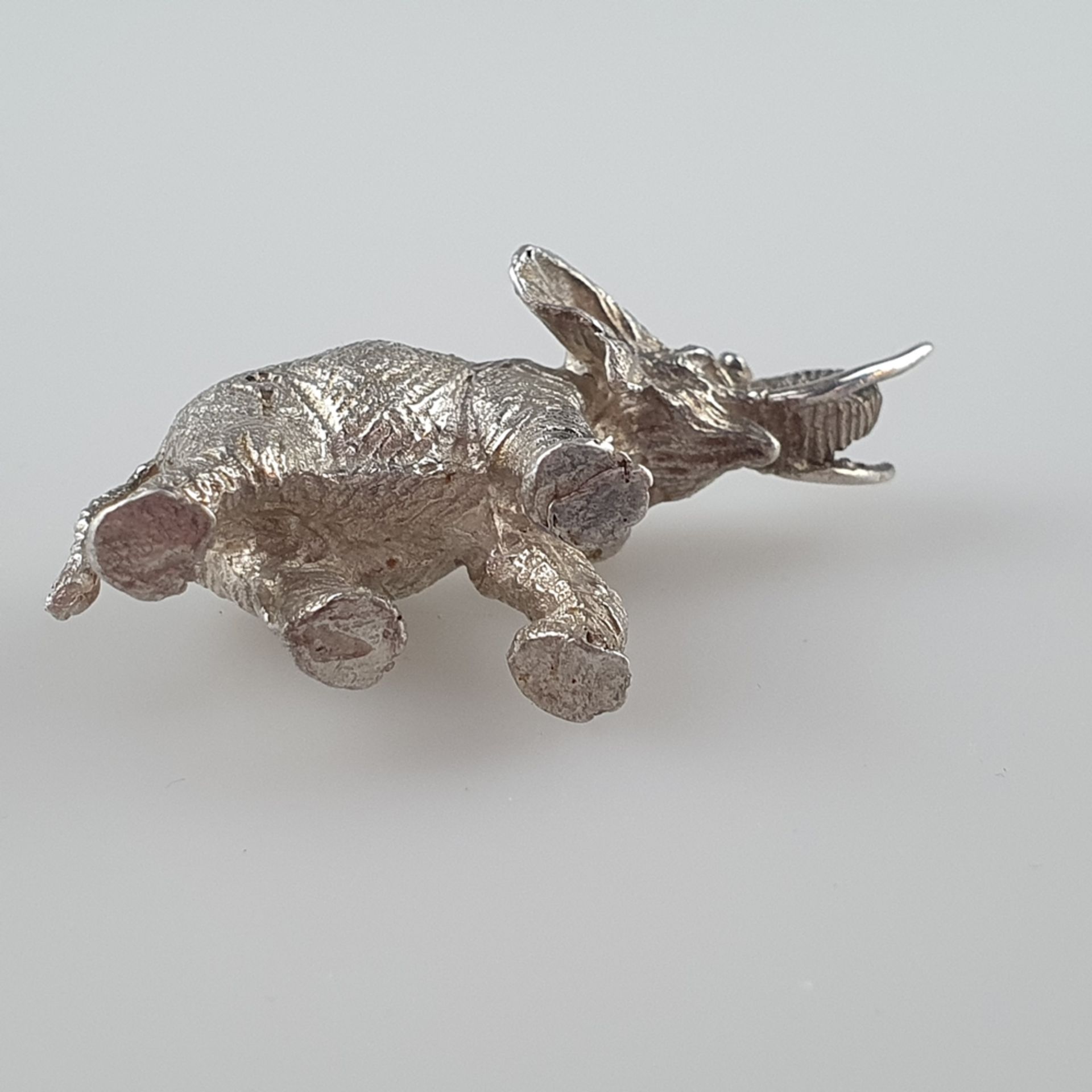 Silberfigur Elefant - Silber geprüft, fein ziseliert, naturalistische Miniaturdarstellung eines sch - Image 7 of 8