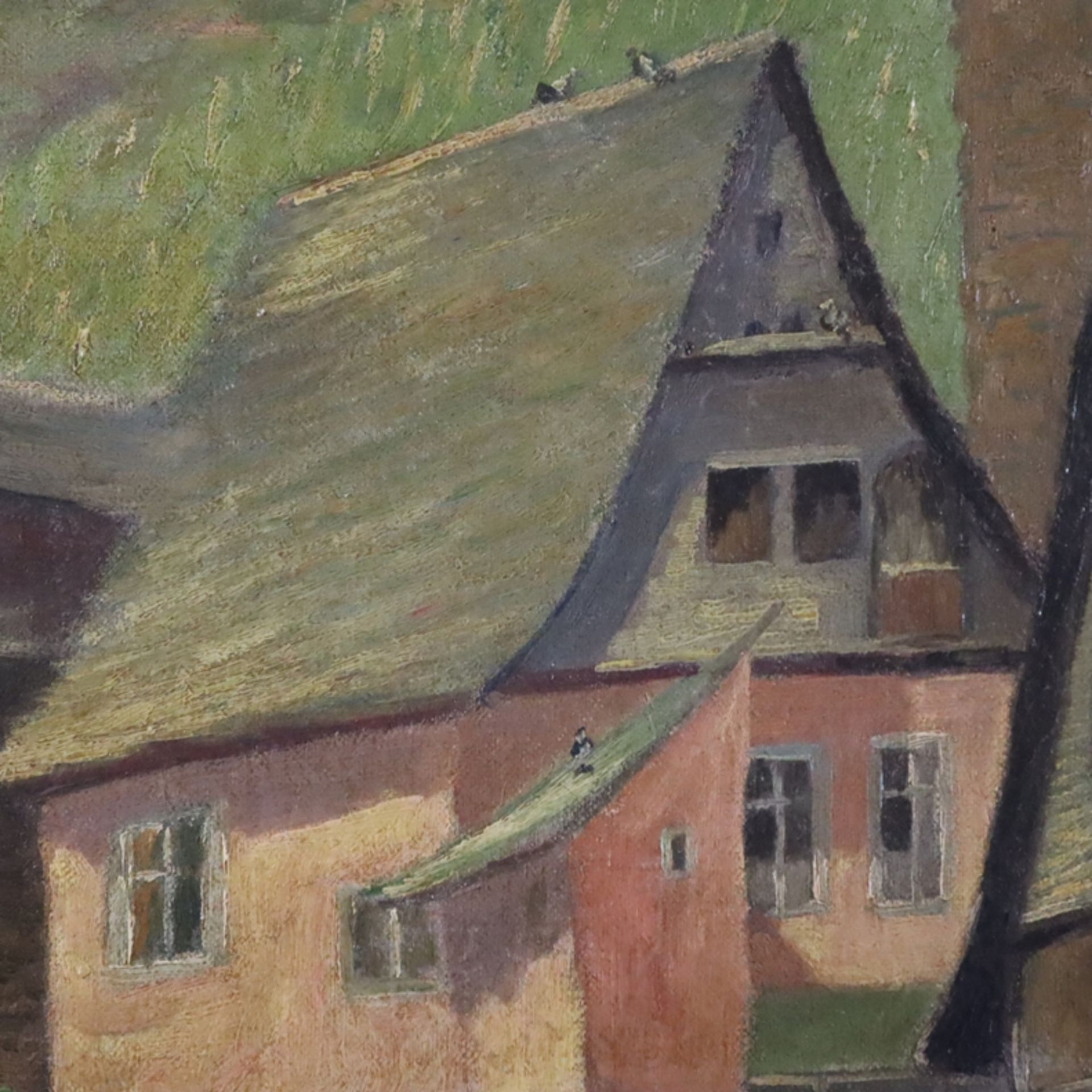 Fischel, Alexander Heilbronn (1888 - ?) - Kronacher Altstadtansicht mit Enten, Öl auf Leinwand, unt - Image 4 of 8