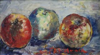 Kotvald, Ferdinand (1898 Wischau - 1980 Prag) - Stillleben mit drei Äpfeln, Öl auf Malkarton, unten