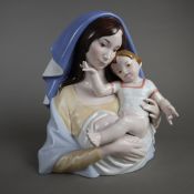 Porzellanskulptur Madonna mit Kind - Goebel, Entwurf von A. Ruiz (1985), Porzellan, polychrom bemal