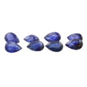 Acht lose Saphire - Tropfenschliff, blau, 4,67ct., Maße 6.09-3,90 x 3,00mm, Wertgutachten AIG Maila