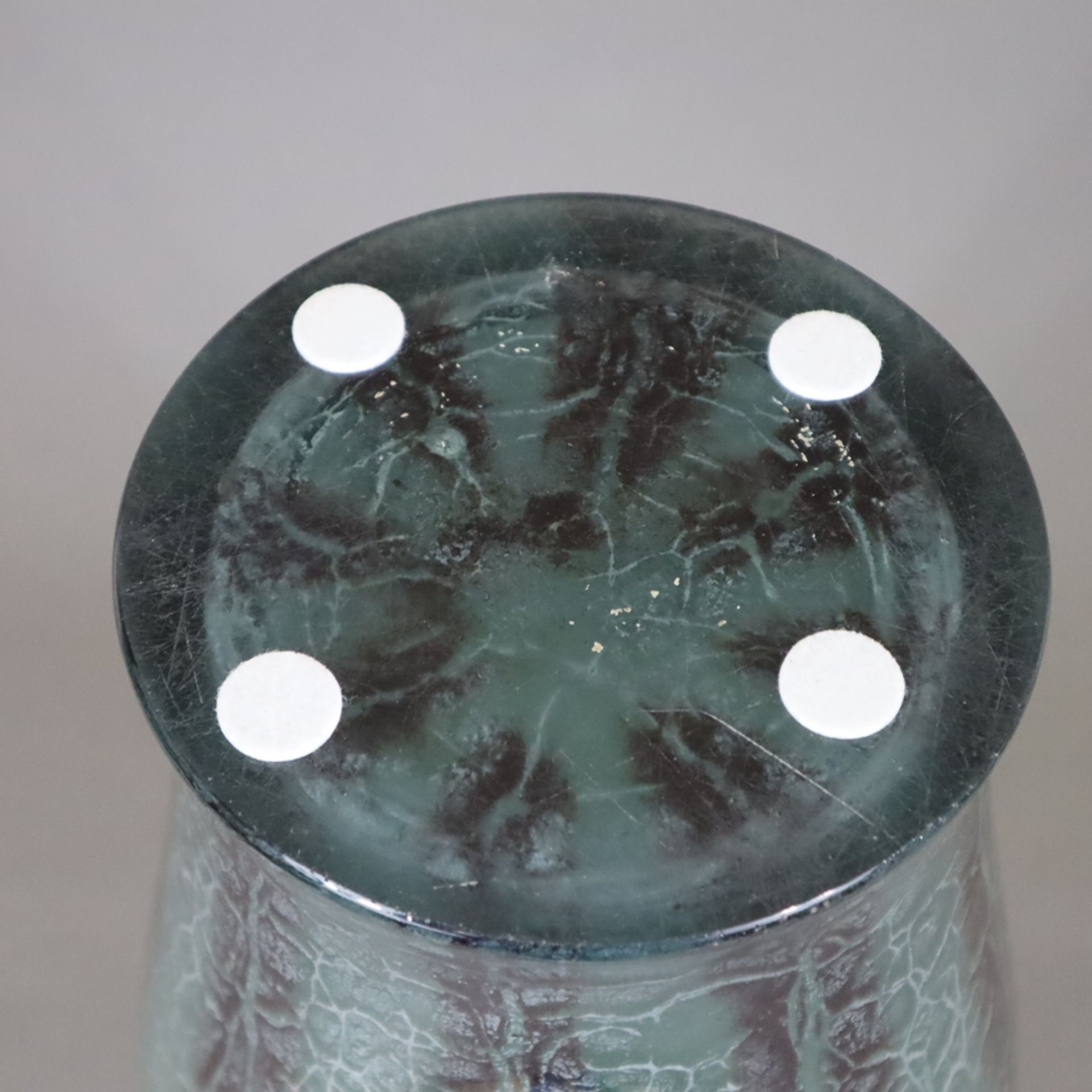 Ikora-Bodenvase - WMF, 1930er Jahre, dickwandiges Klarglas mit braun/grünen Pulver- und Oxideinschm - Bild 7 aus 7