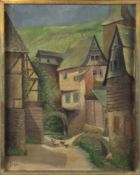 Fischel, Alexander Heilbronn (1888 - ?) - Kronacher Altstadtansicht mit Enten, Öl auf Leinwand, unt
