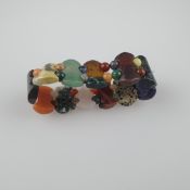 Armband - Glieder aus Landschaftsjaspis in unterschiedlichen Farben, H.ca.22 mm, flexibel aufgezoge
