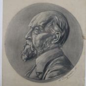 Weyrauch, L. (19./20.Jh.) - Herrenportrait im Profil, 1907, schwarze Kohle auf Papier, weiß gehöht,