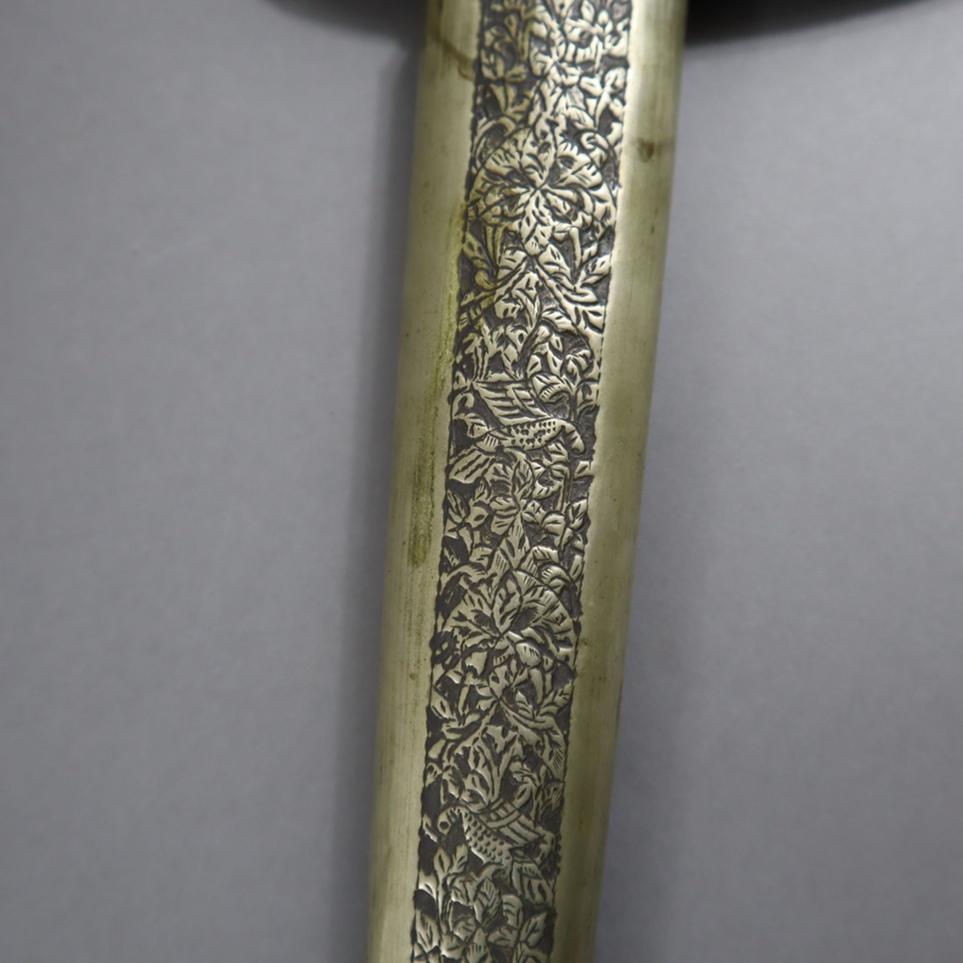 Kris - Indonesien / Zentraljava, gerade Klinge/Dapur Bener aus Stahl mit Pamor, ornamental geschnit - Bild 6 aus 7