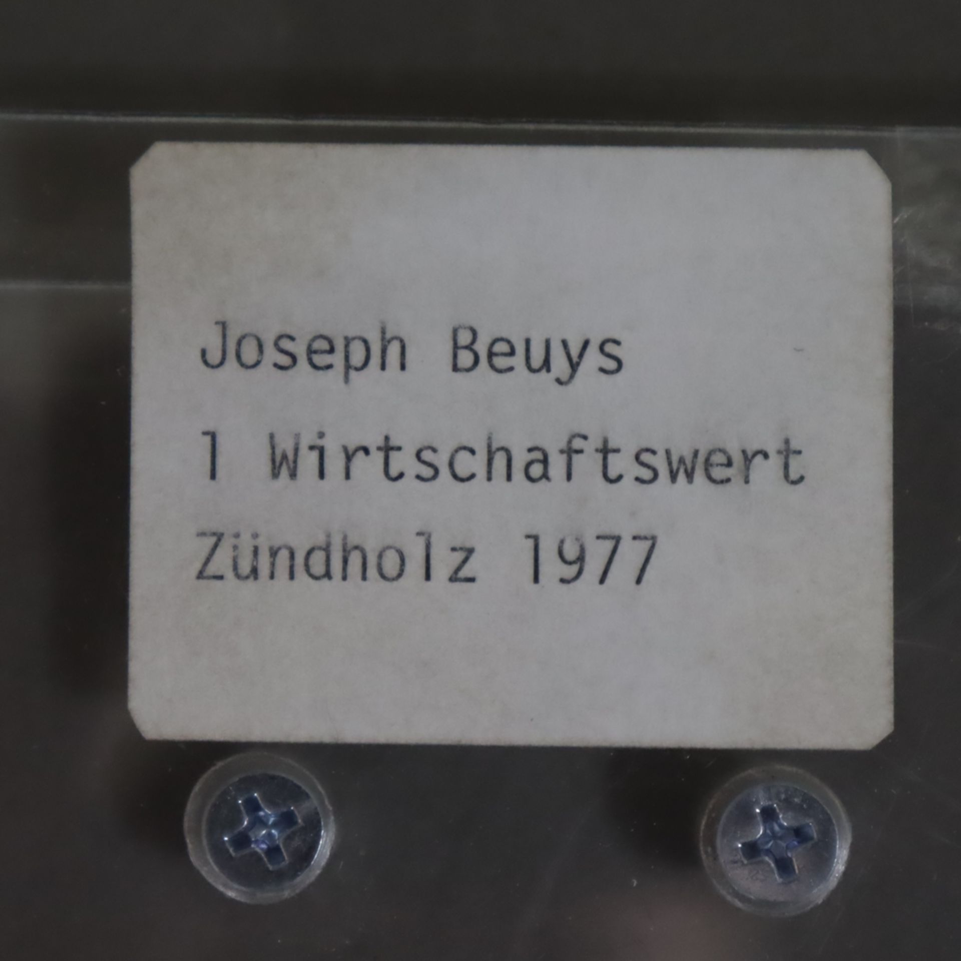 Beuys, Joseph (1921 Krefeld - 1986 Düsseldorf) - 1 Wirtschaftswert (Zündholz), 1977, Objekt aus der - Image 5 of 5