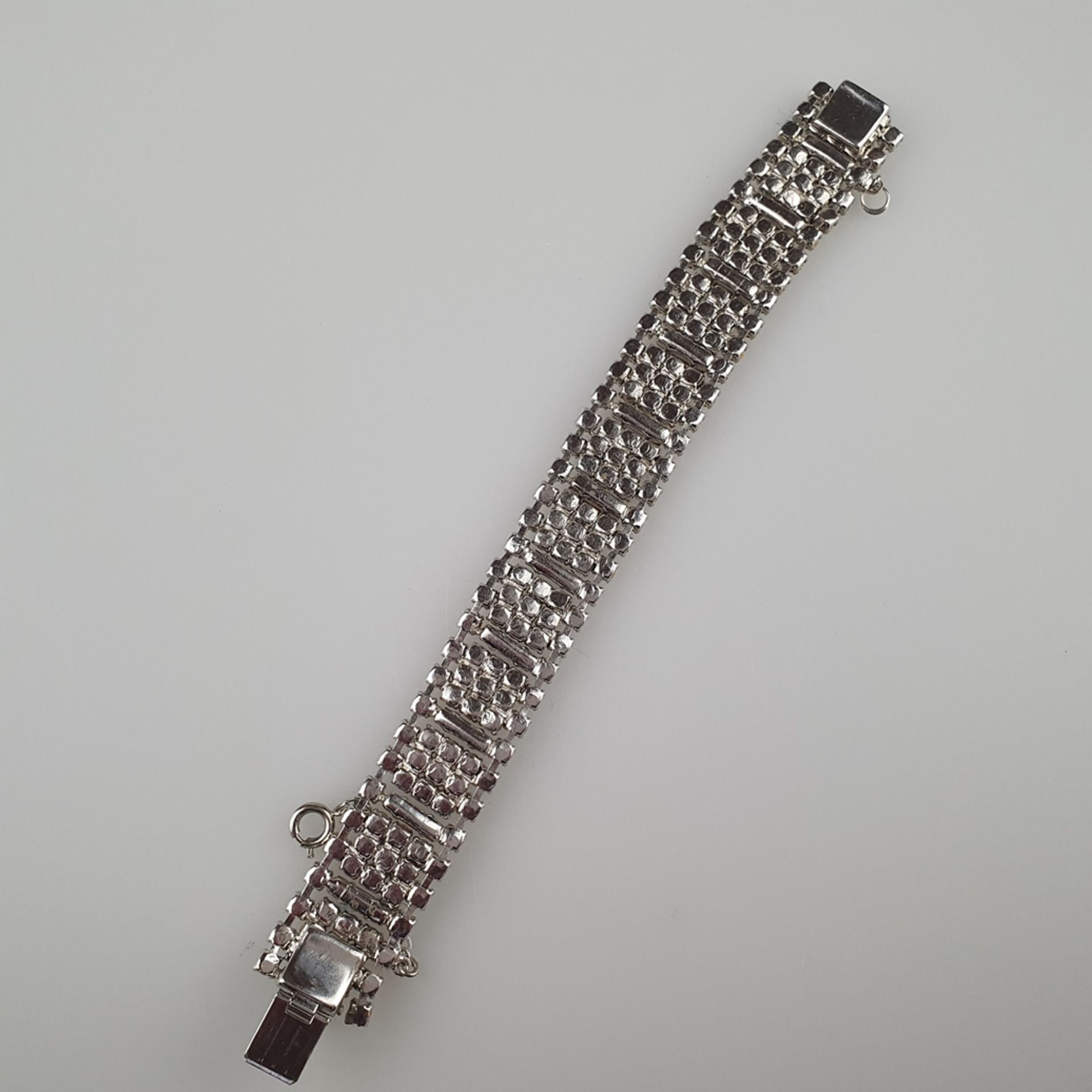 Vintage-Armband im Art-Déco-Stil - USA, silberfarbenes Metall, breites Band aus beweglichen Glieder - Bild 4 aus 4