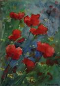 Sommer, Harald (1930-2010) - Roter Mohn zwischen Wiesenblumen, Aquarell auf Papier, links unten sig