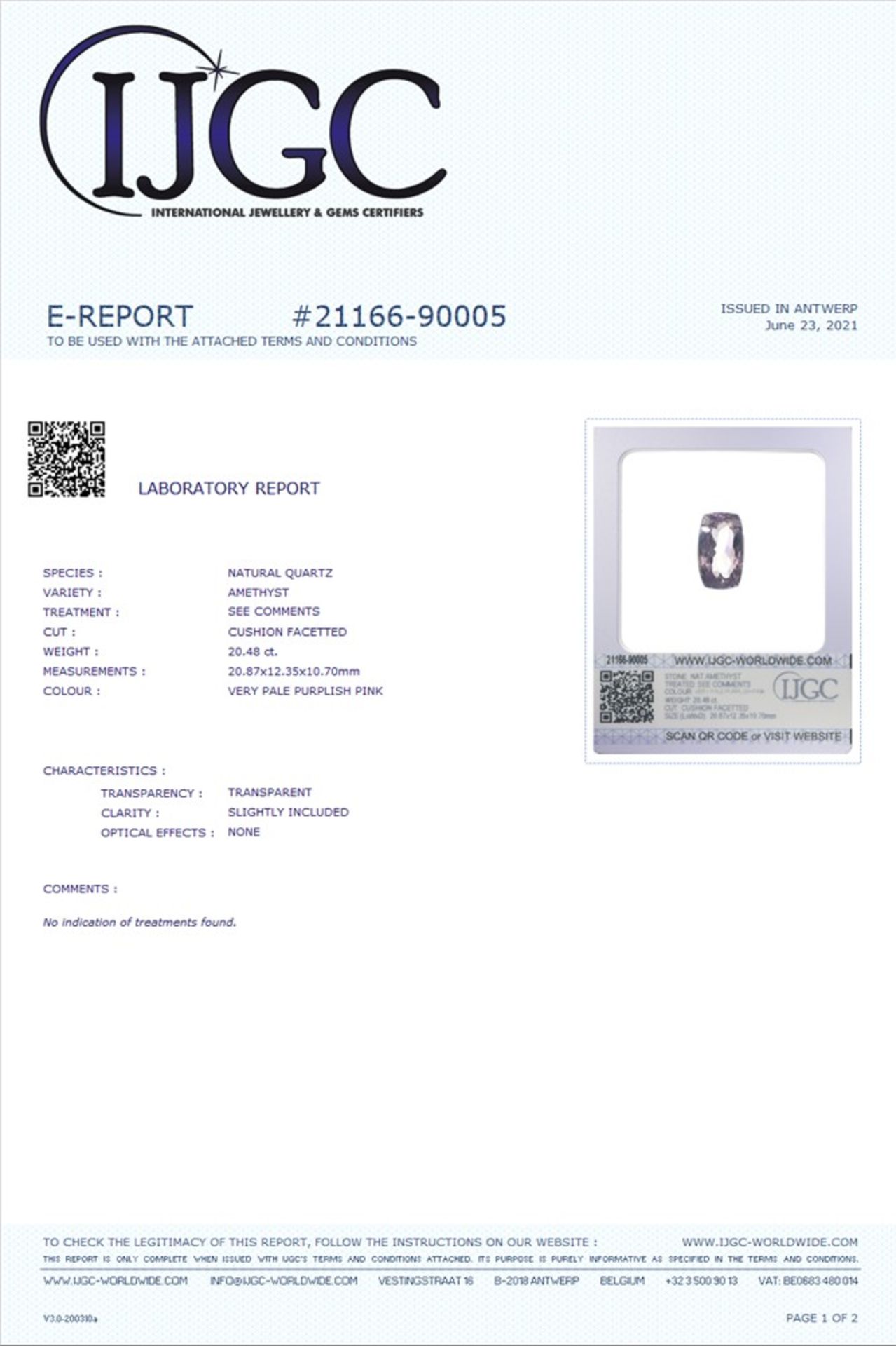 Loser Amethyst - 20,48ct., Cushion-Cut, rosafarben, Maße ca.20,87x12,25x10,70mm, in transparenter B - Image 6 of 6