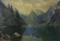 Grüttefien-Kiekebusch, Elisabeth (1871-?) - Fjordlandschaft, Öl auf Leinwand, unten links signiert,