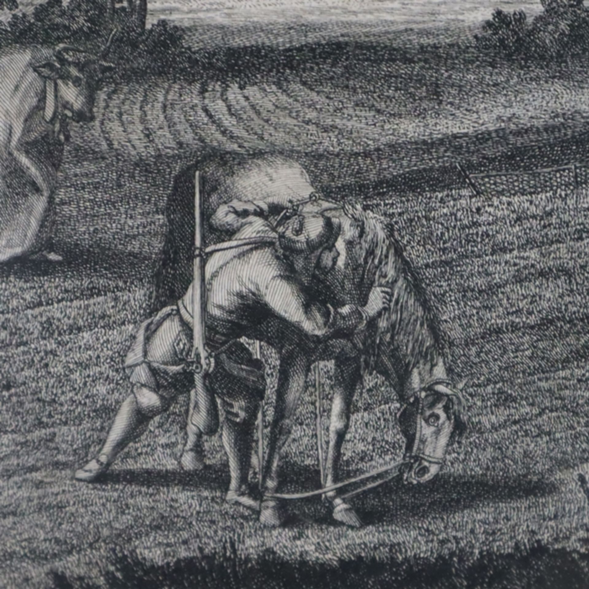Ridinger, Joh. Elias (1698-1767 Augsburg) - "Wie die Rebhühner mit dem Hamen und Schies Pferd zu fa - Bild 3 aus 8