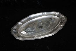 LARGE OVAL SILVER SERVING TRAY. BOSSARD & SON. PERFECT CONDITION. 1.031KG. 16.5' IN LENGTH.